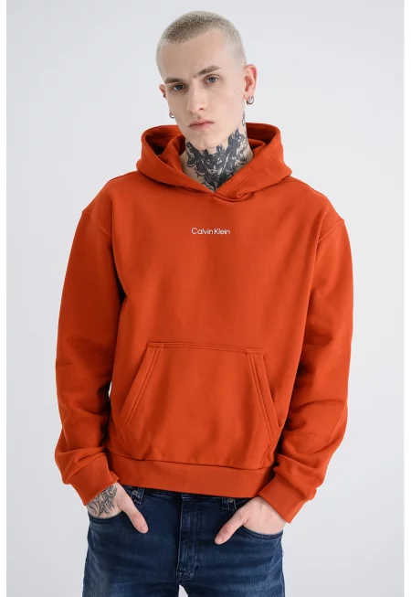 Худи с лого и джоб кенгуру - Мандарина