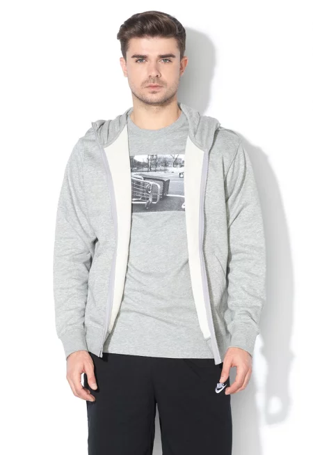 Худи Sportswear Club с цип - Сив меланж