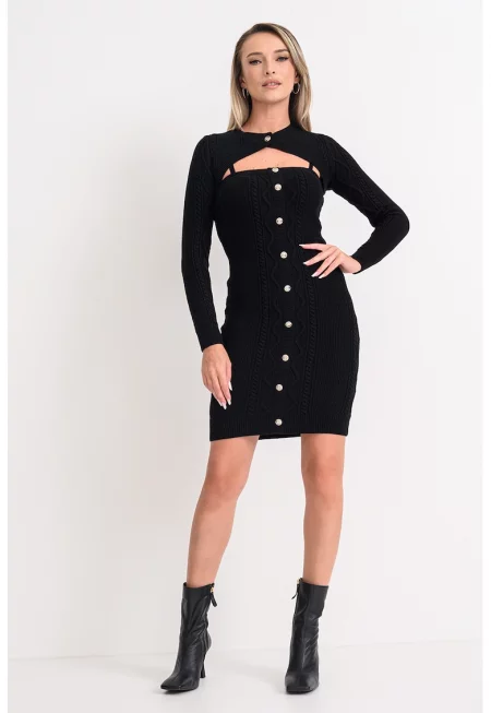 Къса плетена рокля с болеро