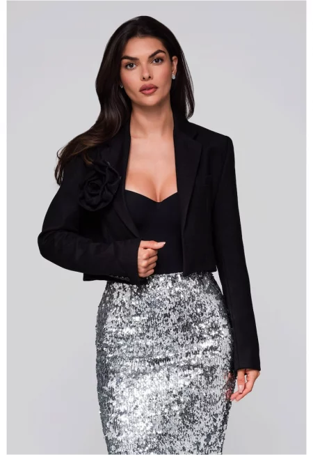 Късо елегантно сако с бродирано цвете  LW-BLZB-0100