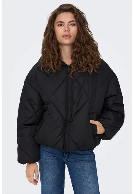 Късо капитонирано зимно яке - Черен