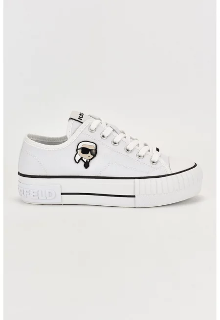 Кецове с пришито лого - Бял