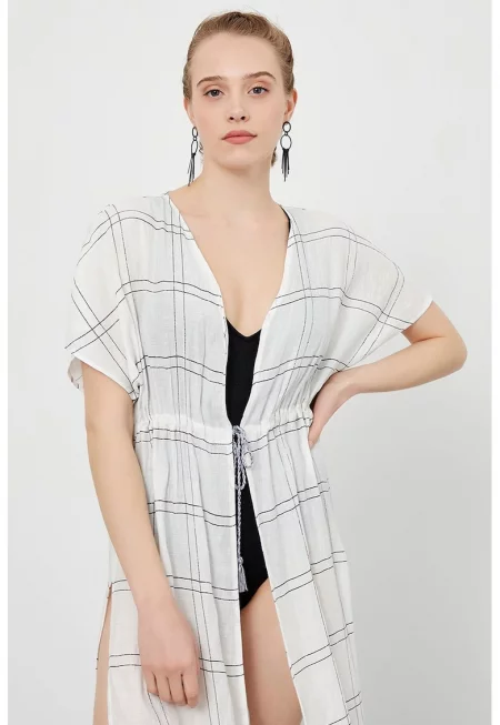Кимоно с къси ръкави - Бял