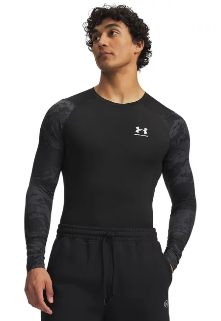 Компресираща спортна блуза с HeatGear® - Черен/Tъмносив