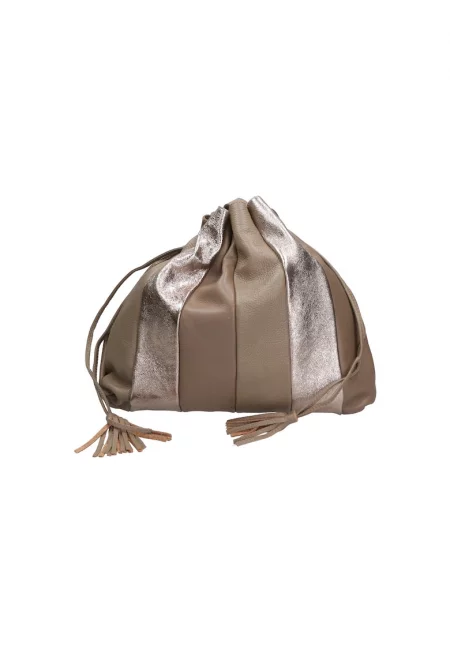 Кожена чанта 25689 с релеф - Сиво-кафяв