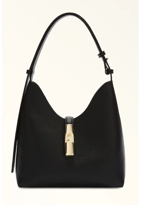 Кожена чанта Хобо с метален детайл