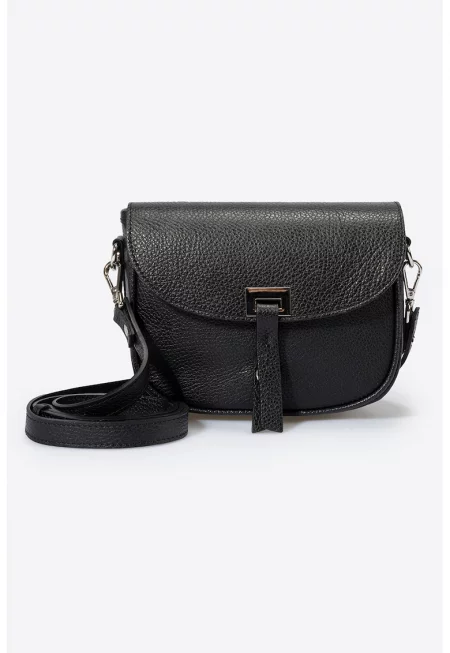 Кожена чанта през рамо - Черен