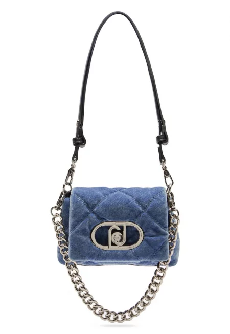 Кожена чанта през рамо Lapuffy с отделяща се дръжка - Светлосин