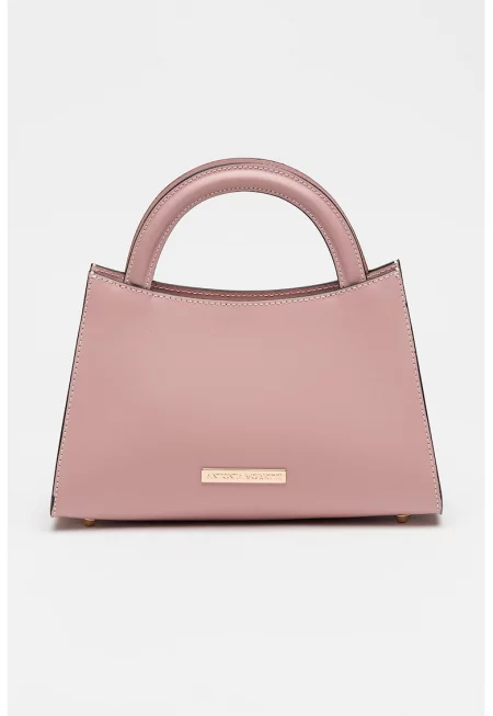 Кожена чанта през рамо - Светлорозов