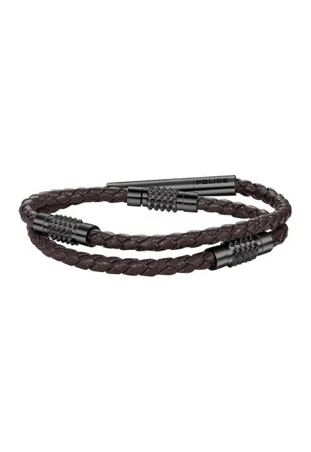 Кожена гривна със стоманени детайли