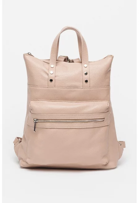 Кожена раница с дръжки - Прашно розово