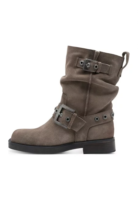 Кожени боти с декоративна каишка с тока