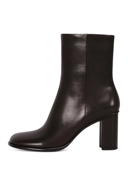 Кожени боти с масивен ток - Тъмнокафяв