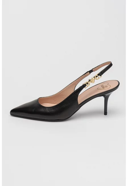 Кожени обувки с остър връх - Черен