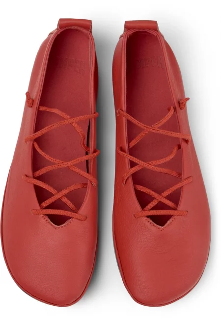 Кожени пантофки Right Nina с връзки - Червен