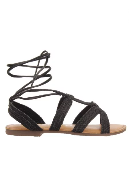 Кожени сандали Gladiator със сплетен дизайн - Черен