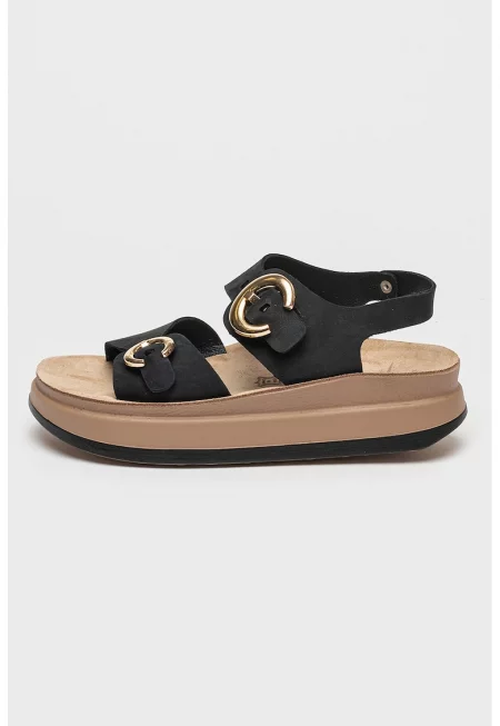 Кожени сандали Junia - Тъмнокафяв/Черен