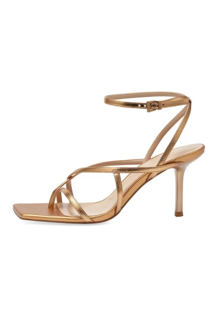 Кожени сандали с метализиран ефект - Златист