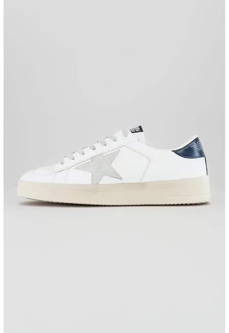 Кожени спортни обувки Stardan с нисък профил - Бял/Сив/Тъмносин