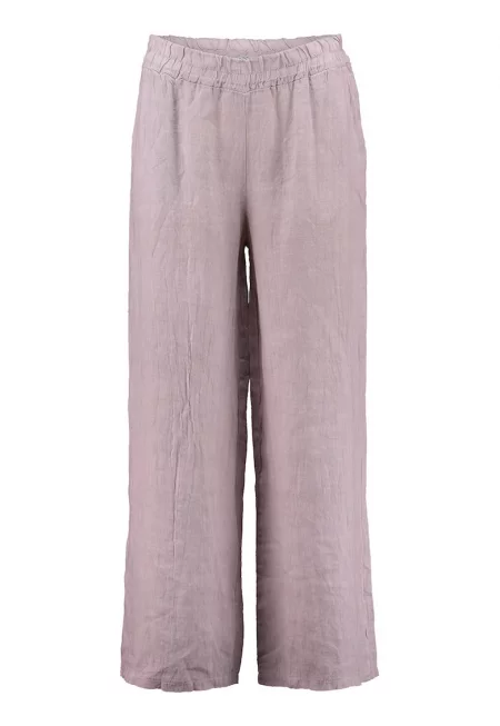 Ленен панталон с еластична талия - Сиво-бежов