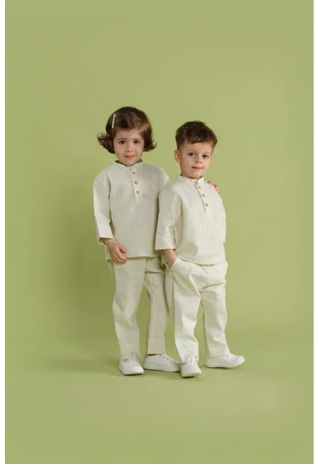 Ленено облекло - 2 части - Светло бежово