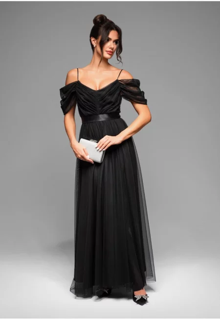 Maxi estélyi ruha LACRICA LA-OM-DLR012 - fekete - Черен