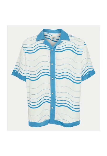 Мъжка риза - Едноцветна - 303528836 - Синя - Вискоза