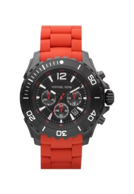 Мъжки часовник -  Неръждаема стомана/Каучук - 47мм - Червено/Черно