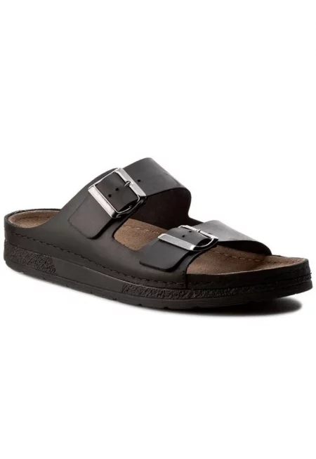 Мъжки чехли  199664045 - естествена кожа/набук - черни - Черен