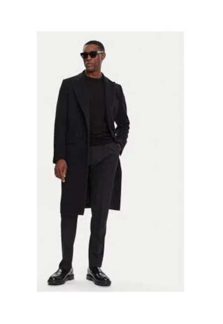 Мъжко палто  Вълна - Черен -