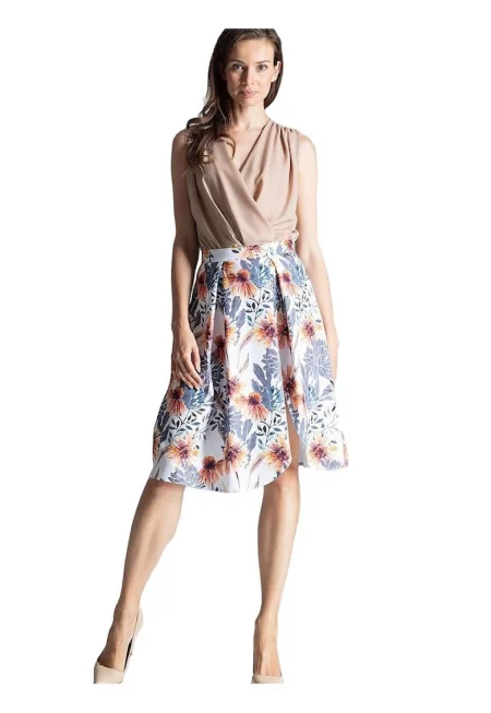 Миди пола  тип А - асиметрична - без джобове - 100% полиестер - многоцветна