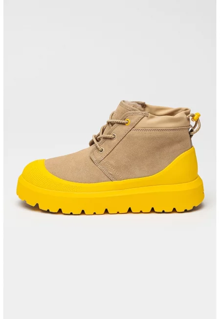 Непромокаеми велурени боти Neumel - Жълт/Зелени аспержи