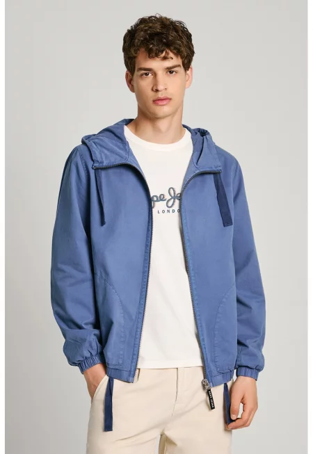 Олекотено яке с качулка - Светлосин