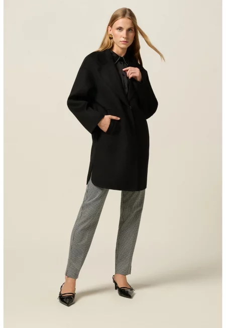 Палто с вълна - Черен