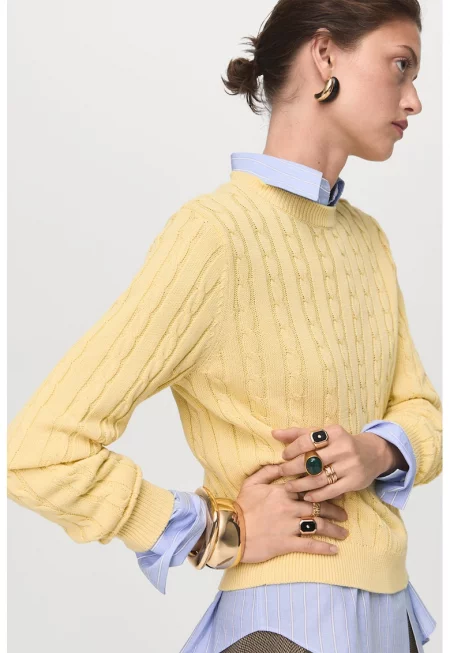 Памучен плетен пуловер