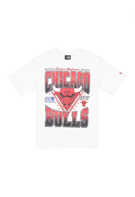 Памучна тениска Chicago Bulls - Червен - Бял - Избеляло черно -
