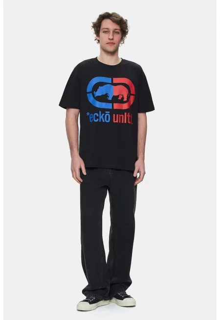 Памучна тениска Foster с шарка - Червен/Черен/Кралско Синьо