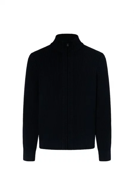 Памучна жилетка Hajor с цип - Тъмносин