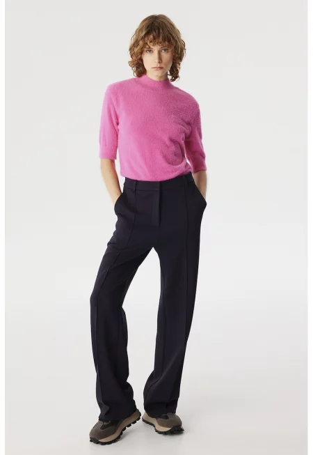 Панталон с широк крачол и джобове - Черен