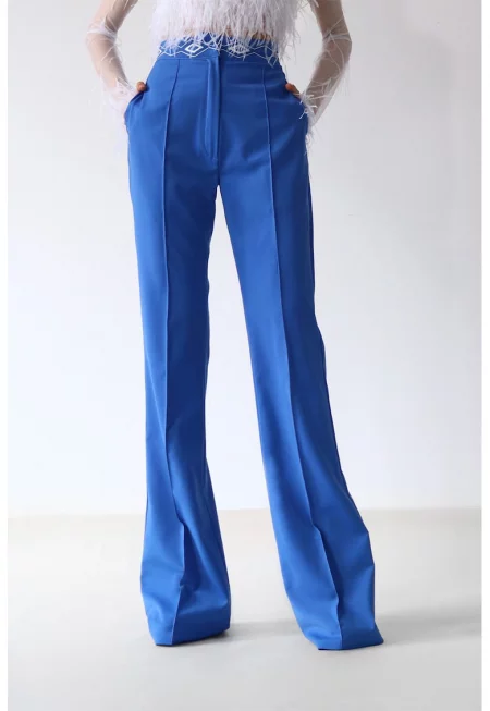 Панталон с висока талия - Кралско Синьо