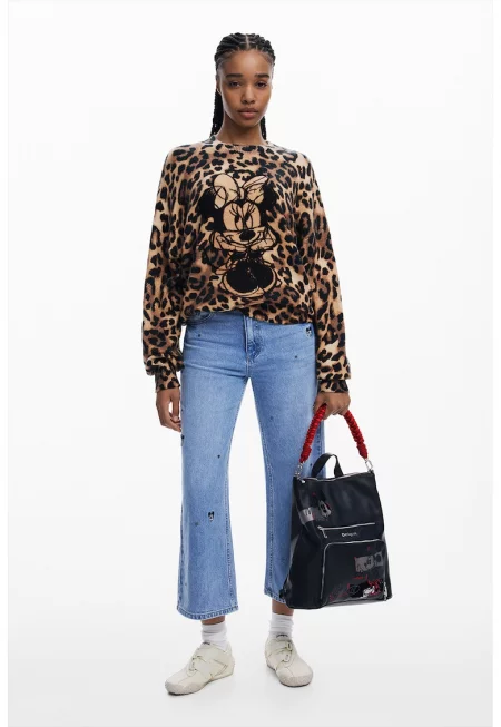 Плетен пуловер с животински принт