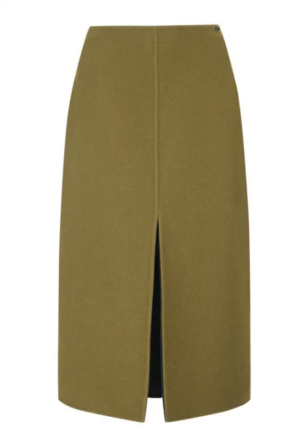 Права вълнена пола с цепка