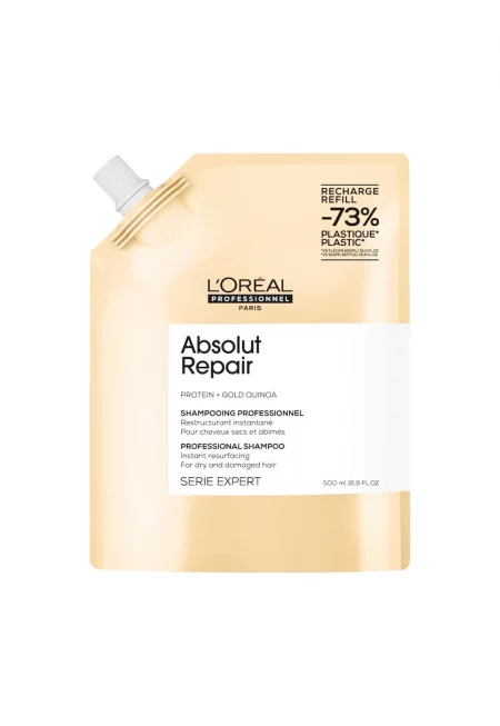 Професионален шампоан -  Serie Expert Absolut Repair - за суха и увредена коса - със златни трици от киноа и пшенични протеини
