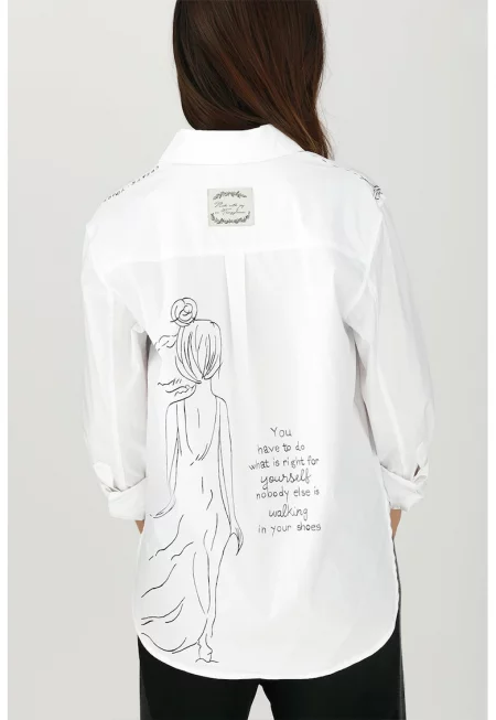 Ръчно рисувана риза с асиметричен подгъв