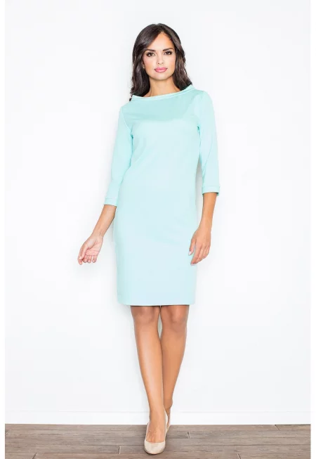 Рокля  M181 - ежедневна - мента - полиестер - 3/4 ръкав -