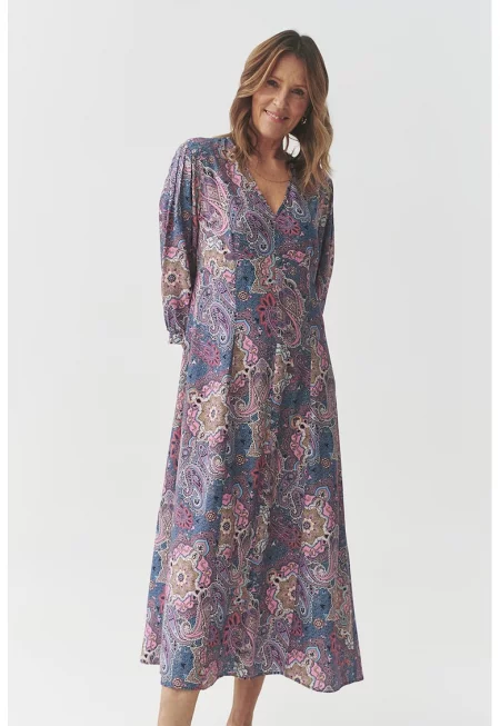 Рокля с принт и среднодълги ръкави - Многоцветен