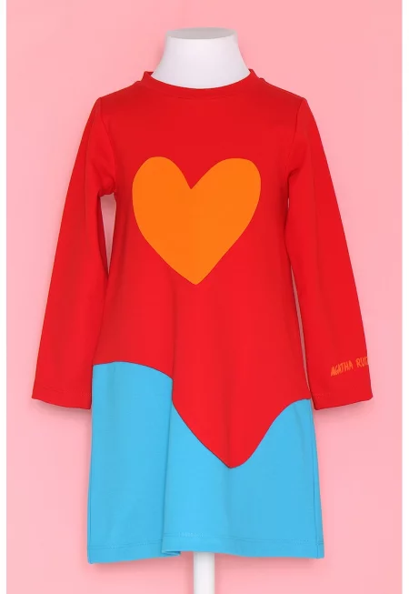 Рокля с цветен блок и принт