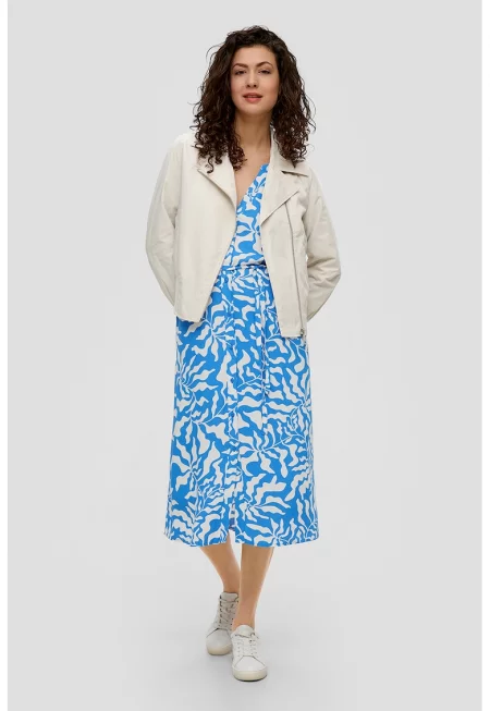 Рокля тип риза - Бял/Пастелносин