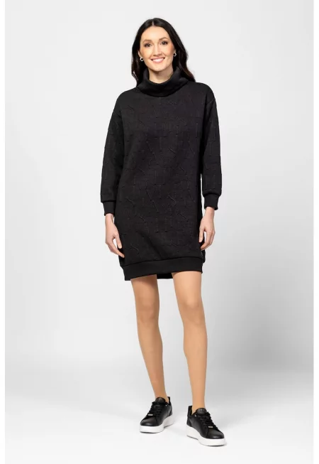 Рокля Vienew с релефен десен - Черен