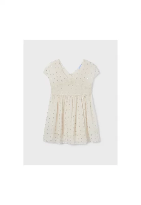 Рокля за момиче -  302085897 - Полиестер - Екрю - Екрю